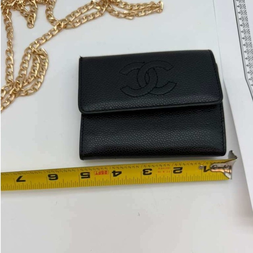 Chanel CC Black Caviar Leather Wallet Authentic Vintage With Certificate - Picture 12 of 16